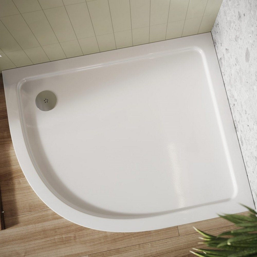 Scudo Shires Offset Quadrant Left Hand Shower Tray in White lifestyle