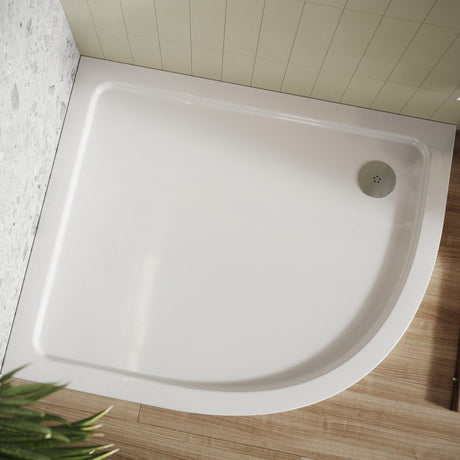 Scudo Shires Offset Quadrant Right Hand Shower Tray in White lifestyle