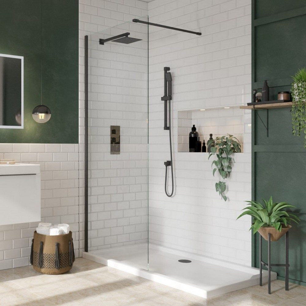 Scudo Shires Rectangular Shower Tray in White open enclosure