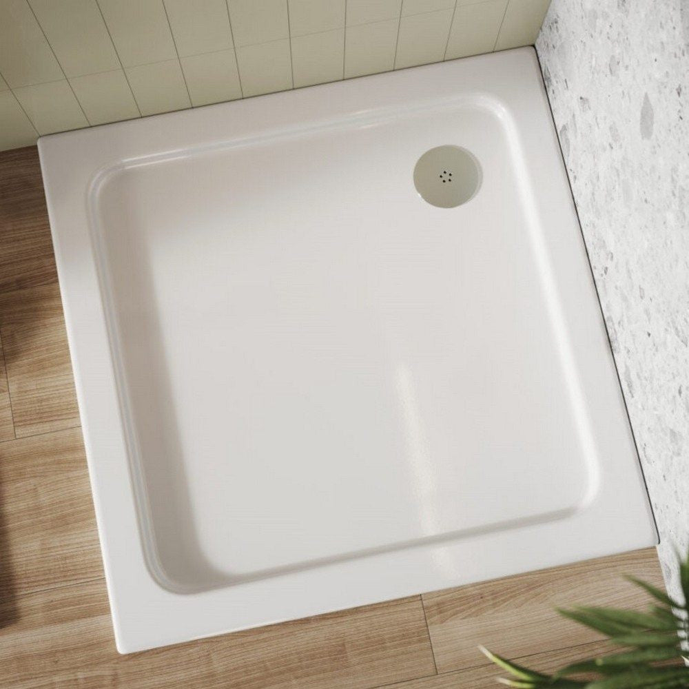 Scudo Shires Square Shower Tray in White lifestyle
