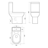 Scudo Spa Comfort Height Open Back Pan with Cistern and Soft Close Seat Dimensions