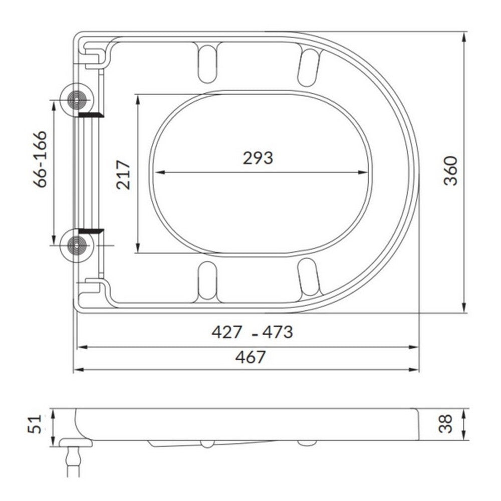 Scudo Spa D Shape Back to Wall Soft Closing Toilet Seat Dimensions