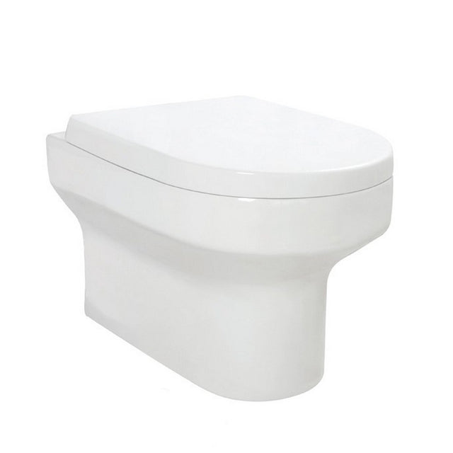 Scudo Spa Rimless Back To Wall Toilet Pan and Soft Closing Wrap Over Seat