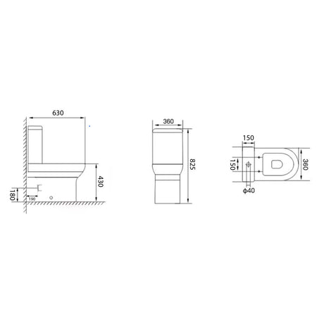 Scudo Spa Rimless Closed Back Pan with Cistern And Seat dimensions
