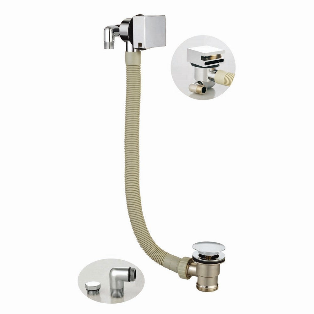 Scudo Square Chrome Bath Filler with Waste and Overflow