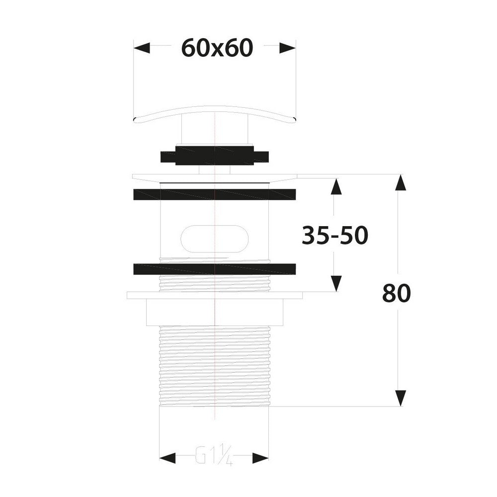 Scudo Square Chrome Dome Slotted Sprung Basin Waste Dimensions