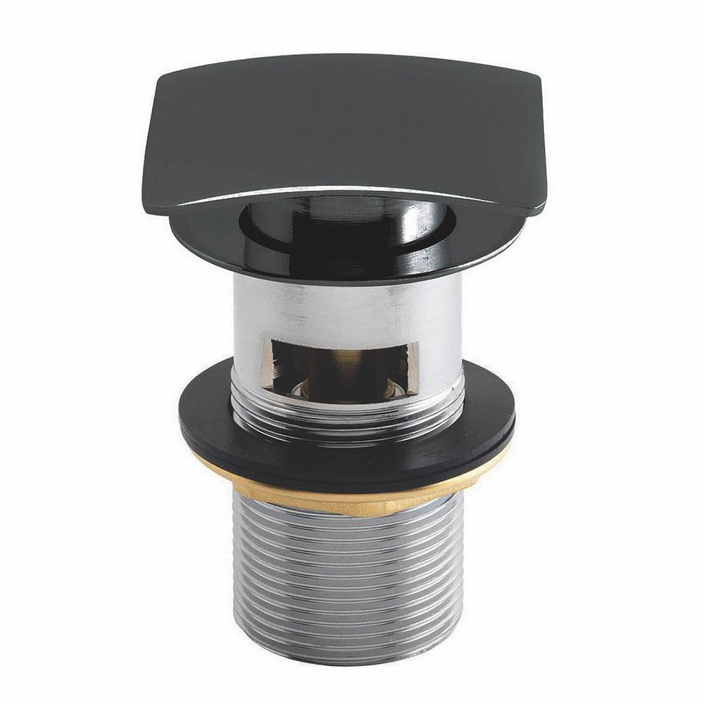 Scudo Square Matt Black Dome Slotted Sprung Basin Waste