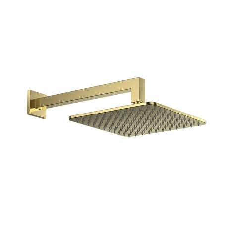 Scudo Square Shower Head and Arm in Brushed Brass