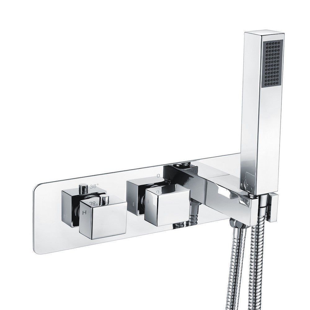 Scudo Squared Chrome Handle Two Outlet Concealed Shower Valve with Diverter