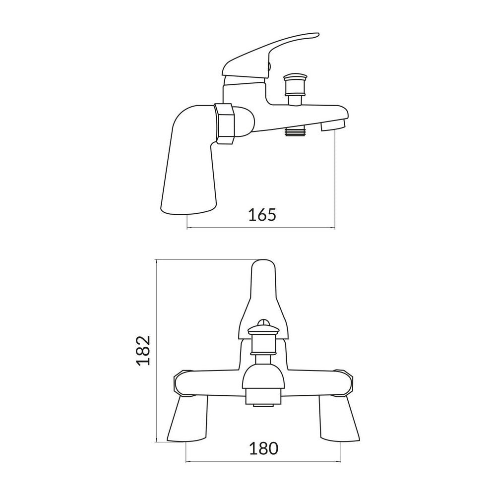 Scudo Tidy Chrome Bath Shower Mixer with Kit and Wall Bracket Dimensions