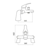Scudo Tidy Chrome Bath Shower Mixer with Kit and Wall Bracket Dimensions