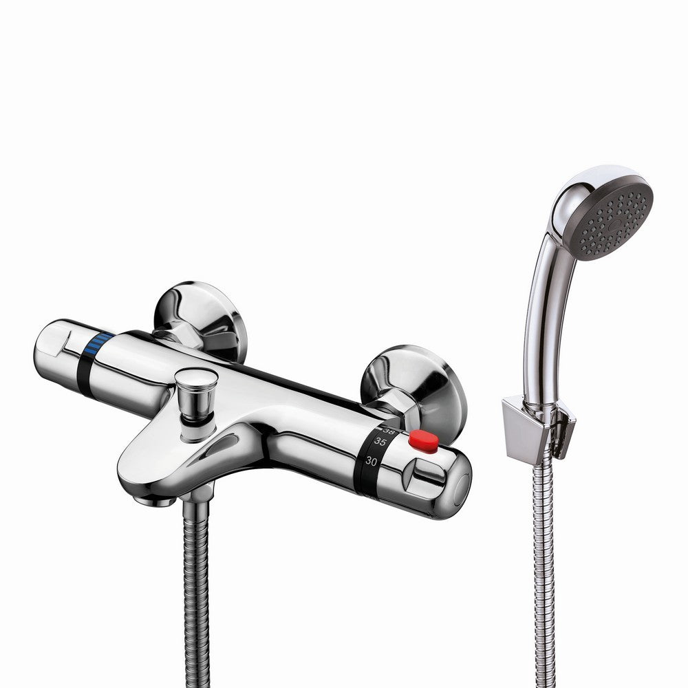 Scudo Tidy Chrome Thermostatic Bath Shower Mixer Wall and Deck Mounted