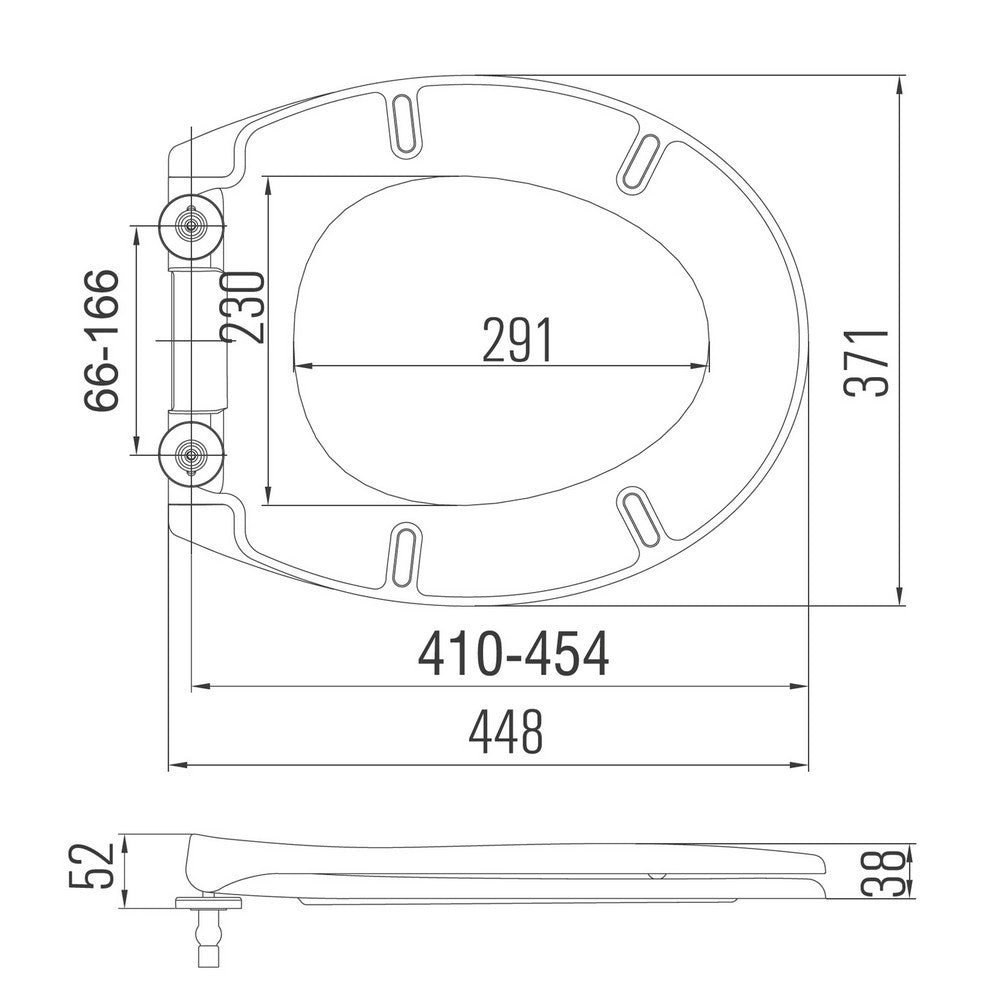 Scudo Universal PP Soft Closing Toilet Seat Dimensions