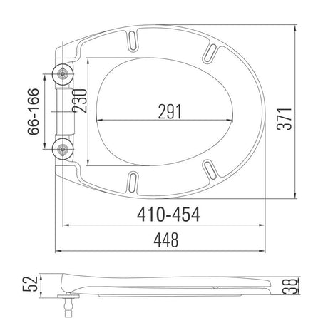 Scudo Universal PP Soft Closing Toilet Seat Dimensions