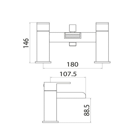 Scudo Victoria Chrome Bath Shower Mixer dimensions