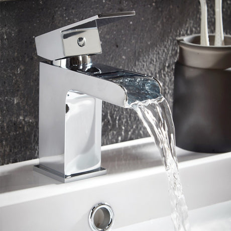 Scudo Victoria Mono Chrome Basin Mixer with Push Waste lifestyle