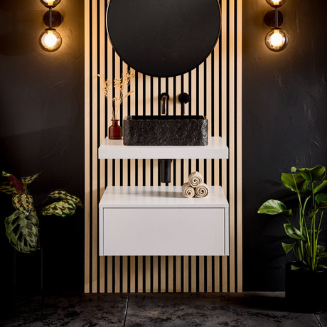 Shelph 800mm Basin Shelf with Brackets in Matt White lifestyle