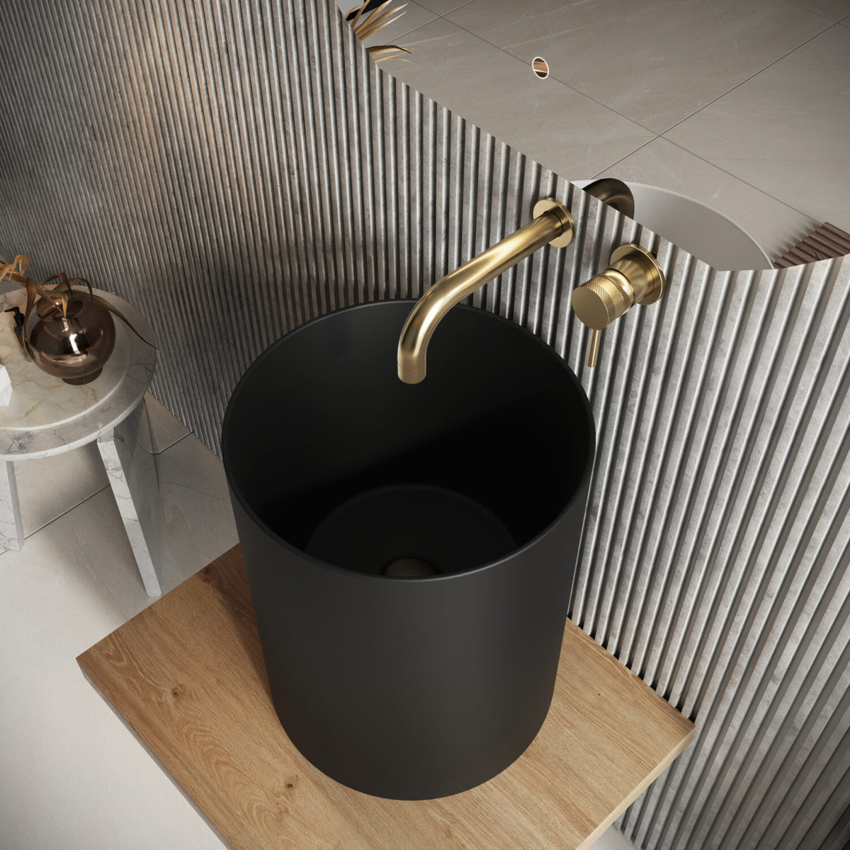 Shelph Tall Countertop Basin 360mm lifestyle black