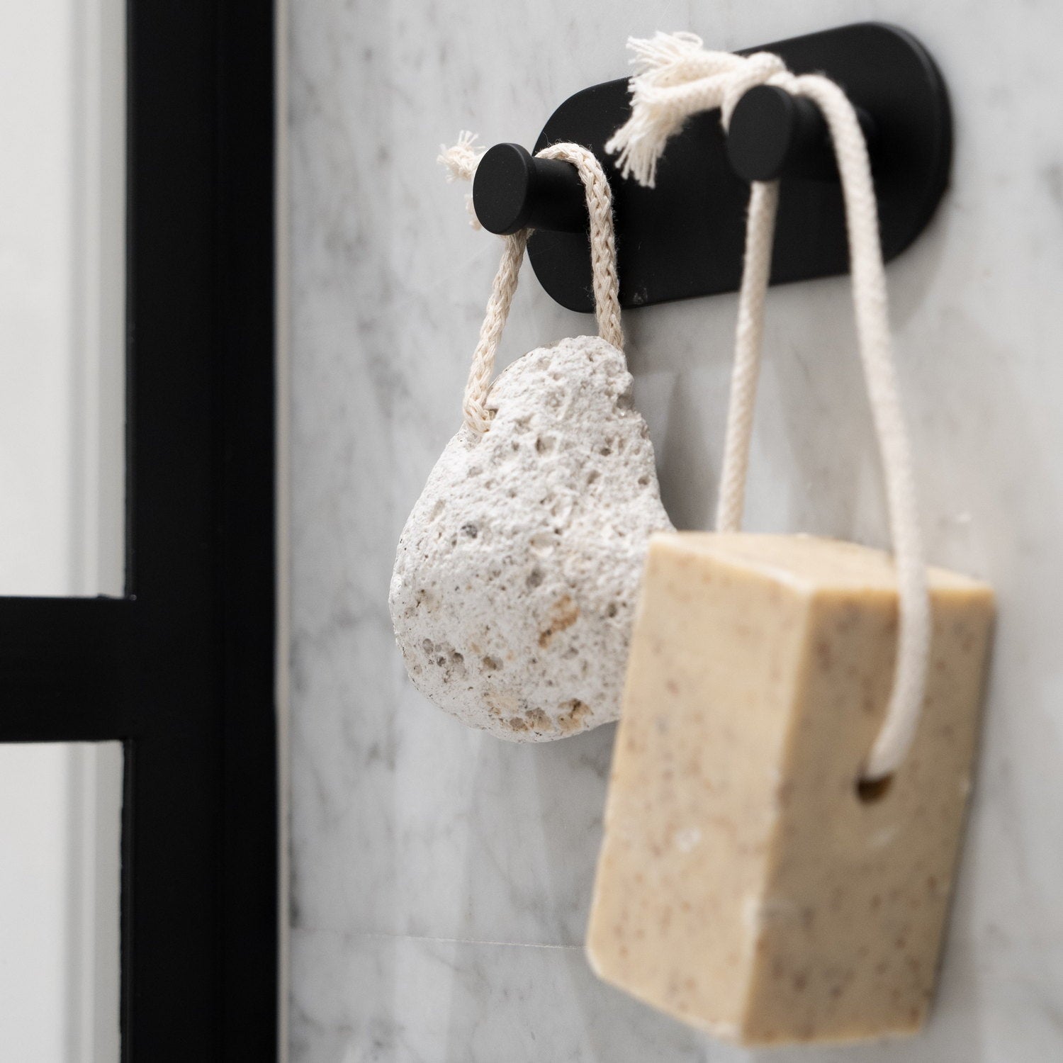 TB356 Smedbo Dot Black Self Adhesive Double Towel Hook Lifestyle