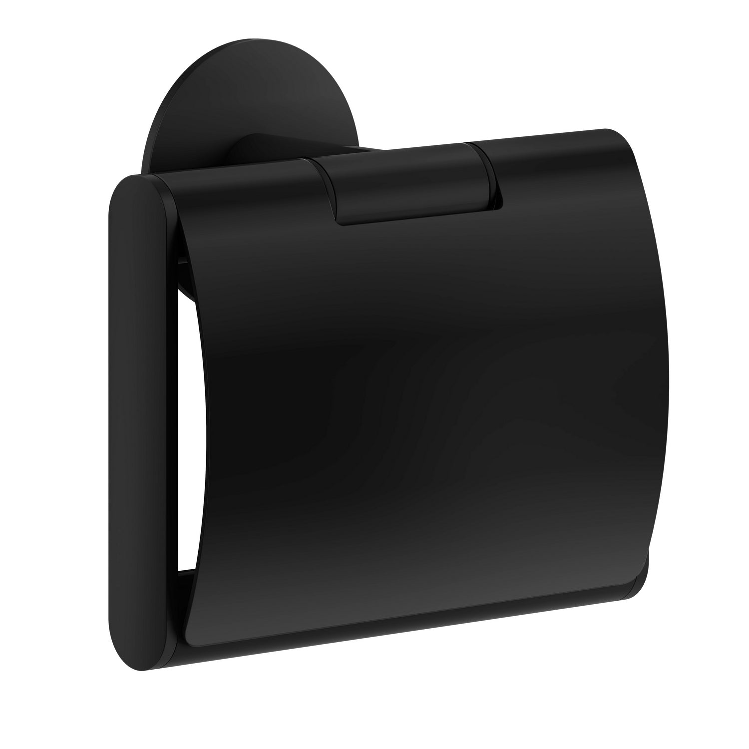 Smedbo Dot Black Self Adhesive Toilet Roll Holder with Lid | Wall Fixed