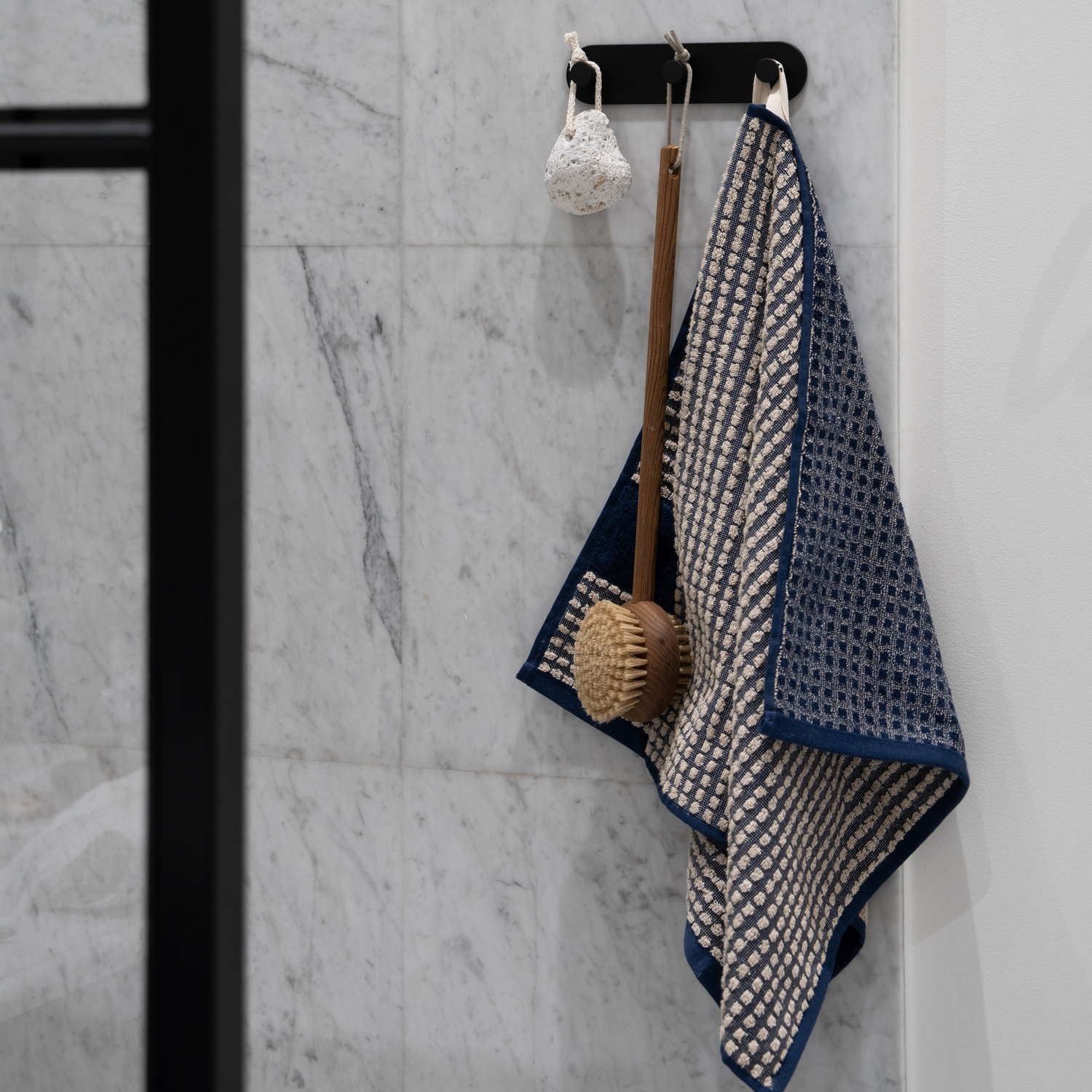 TB359 Smedbo Dot Black Self Adhesive Triple Towel Hook Lifestyle