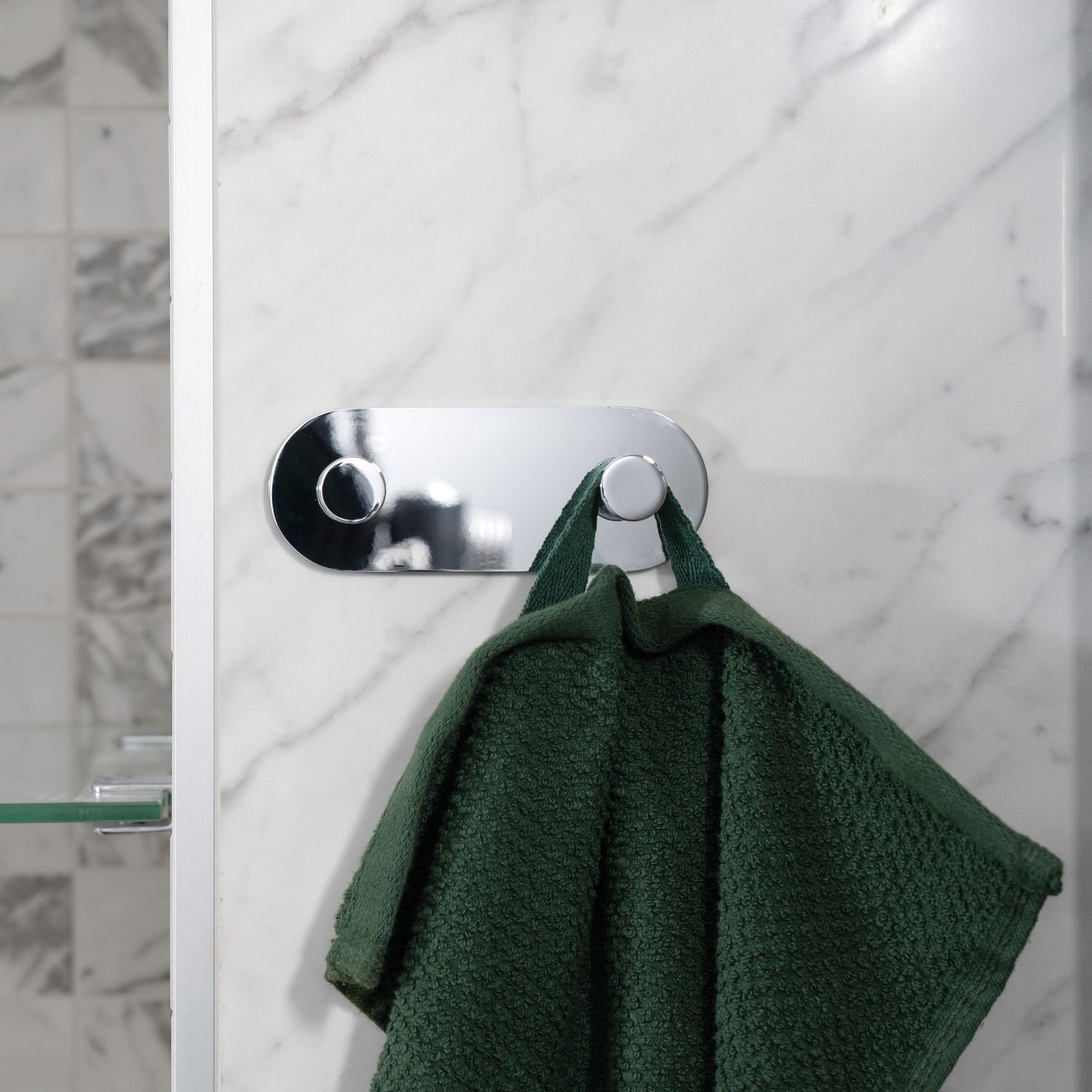 TK356 Smedbo Dot Chrome Self Adhesive Double Towel Hook Lifestyle