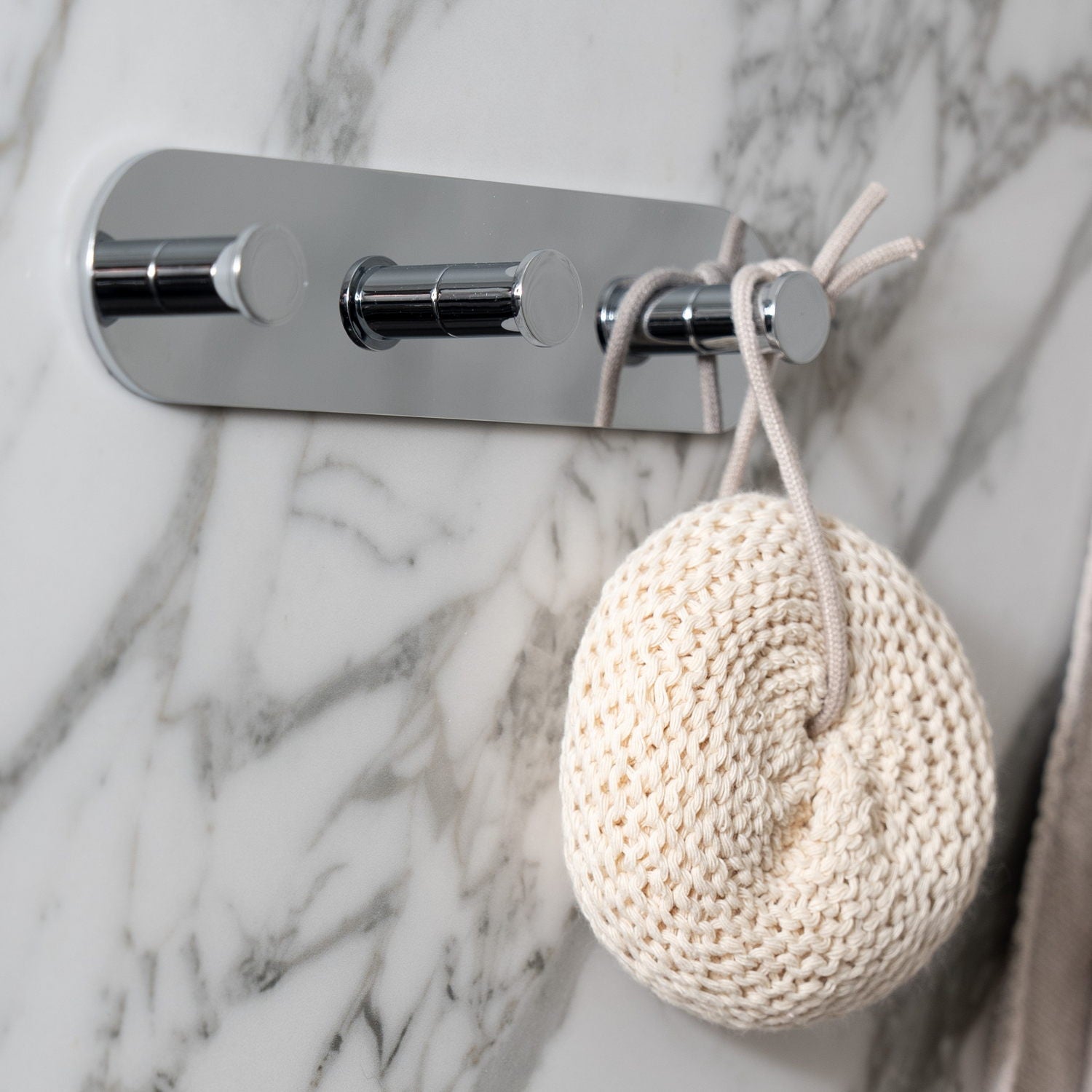 TK359 Smedbo Dot Chrome Self Adhesive Triple Towel Hook Lifestyle