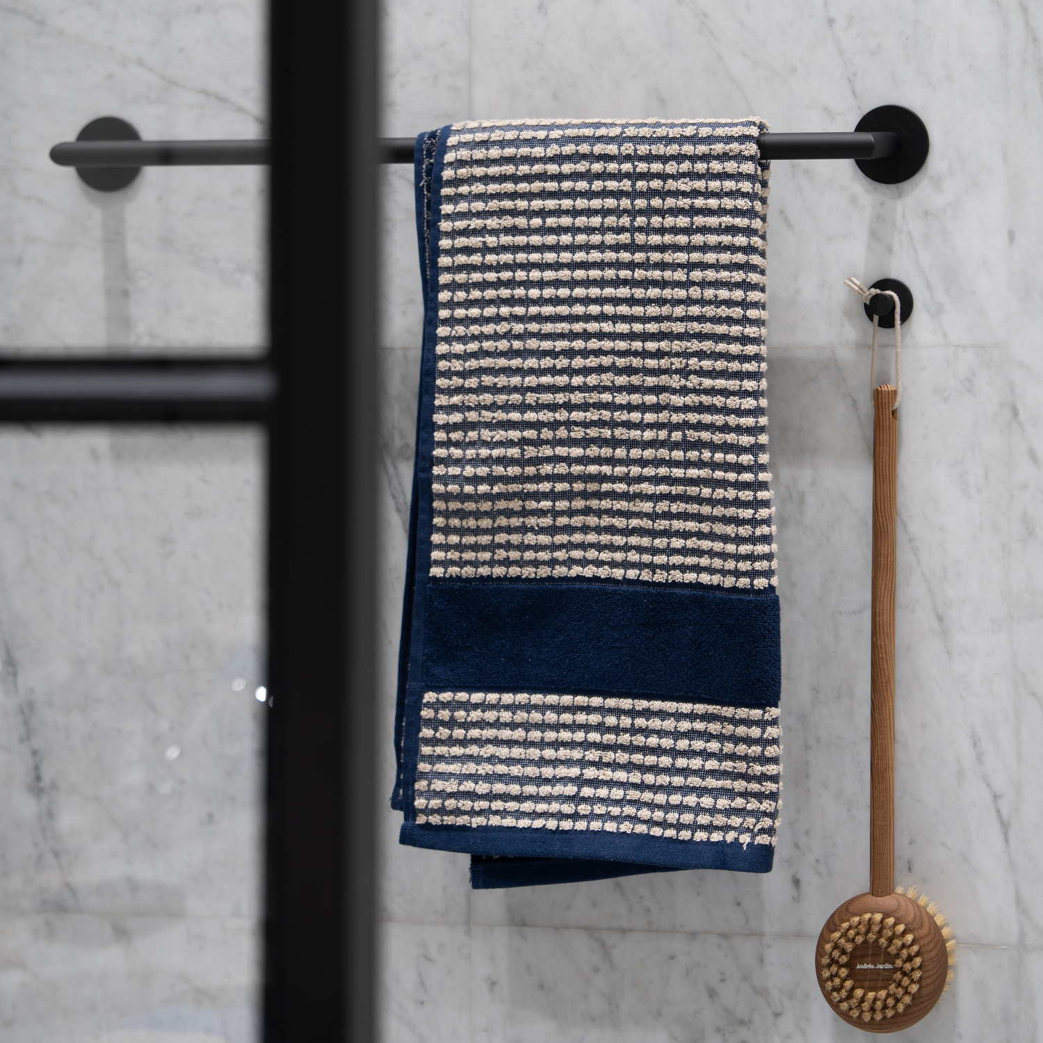 TB3464 Smedbo Dot Matt Black Self Adhesive Single Towel Rail Lifestyle