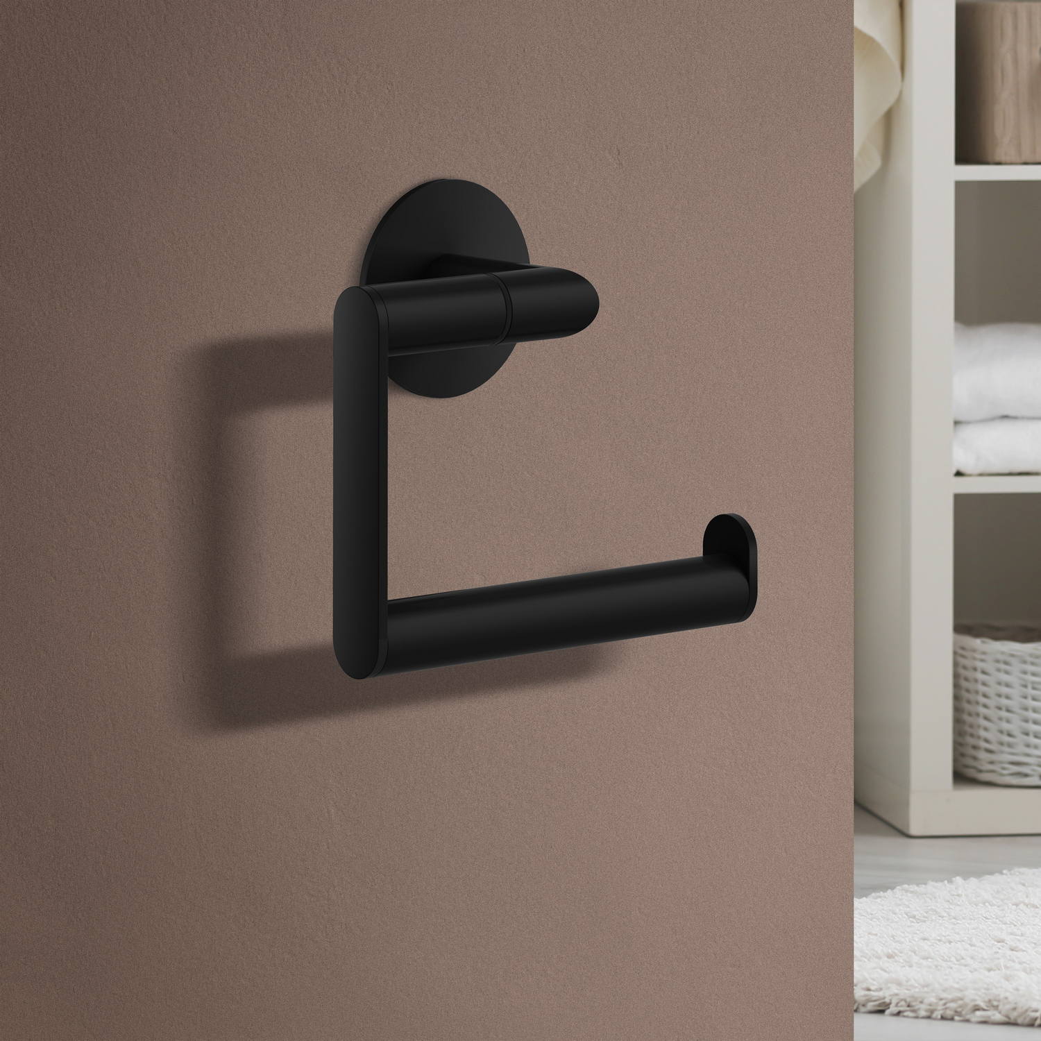 TB341 Smedbo Dot Self Adhesive Black Toilet Roll Holder Bathroom Setting