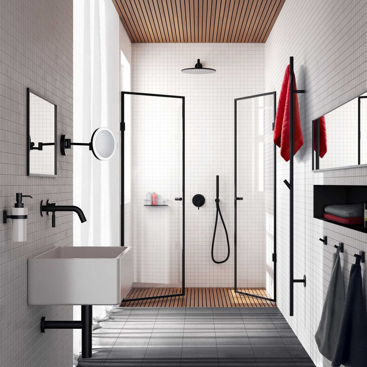 FB710 Smedbo Dry Tree Electric 1720mm Black Towel Warmer Lifestyle