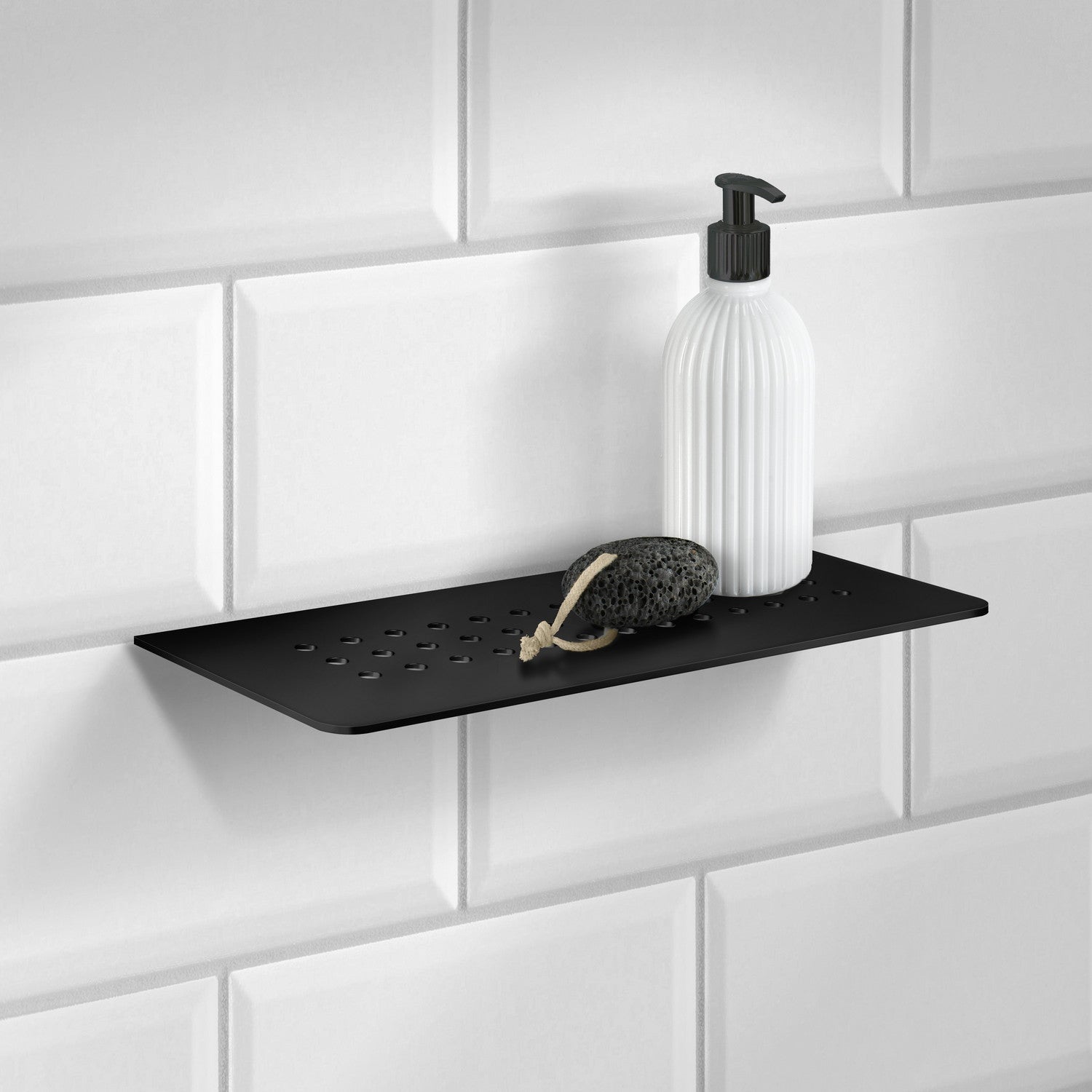 DB3061 Smedbo Grout Line Black Shelf with Holes Lifestyle