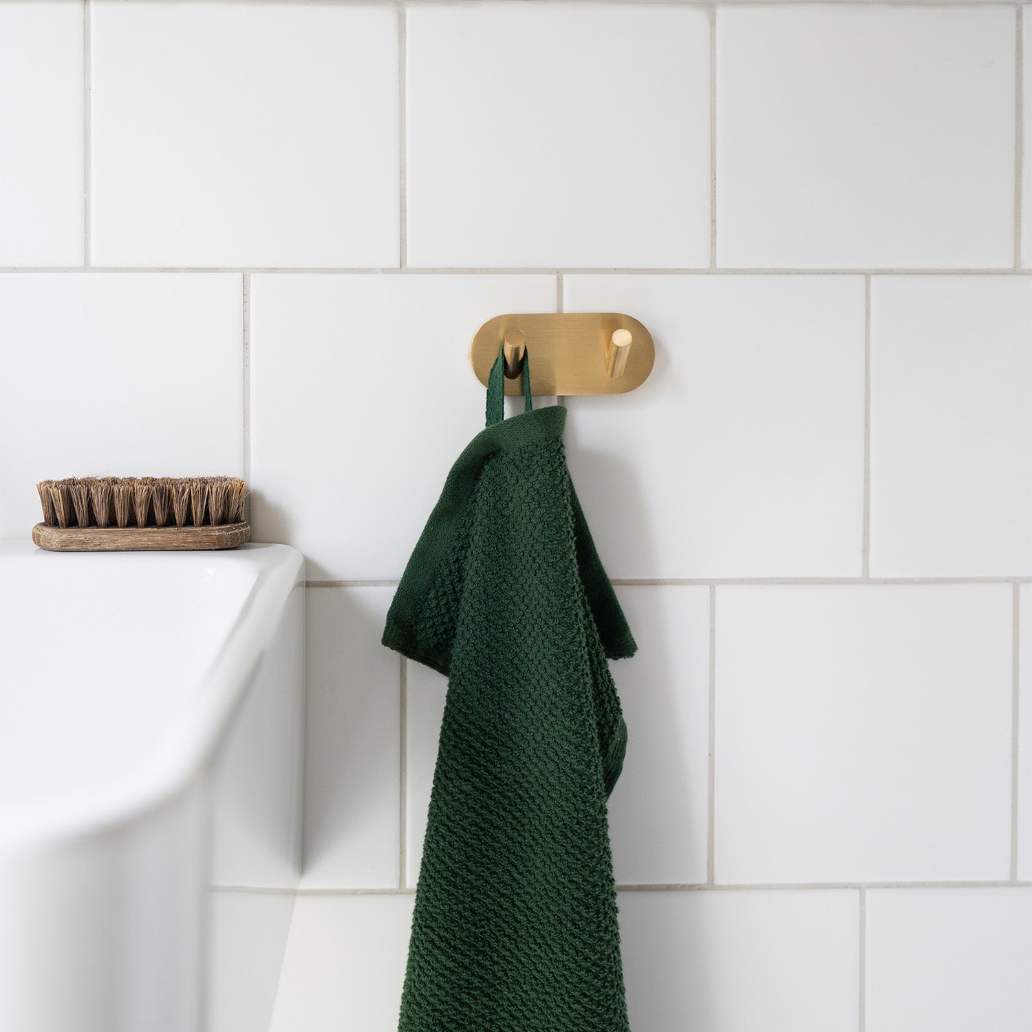 Smedbo Home Double Robe Hook in Brushed Brass lifestyle 2