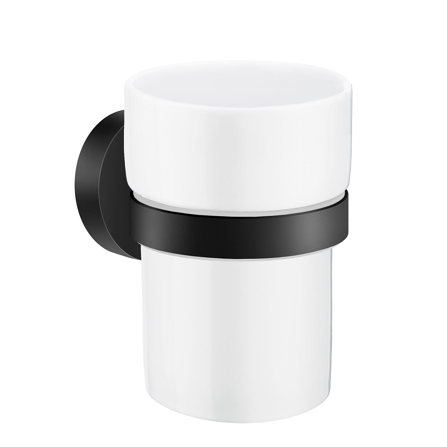 Smedbo Home Frosted Glass Tumbler and Holder in Black