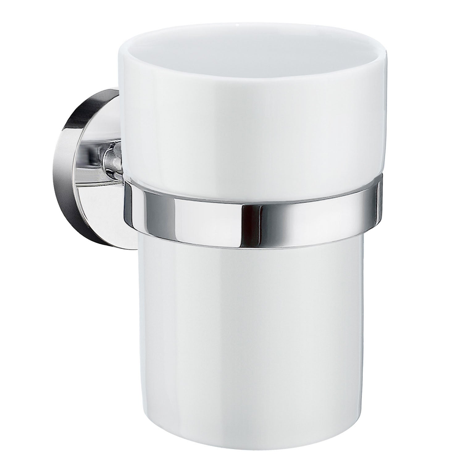 Smedbo Home Frosted Glass Tumbler and Holder in Polished Chrome