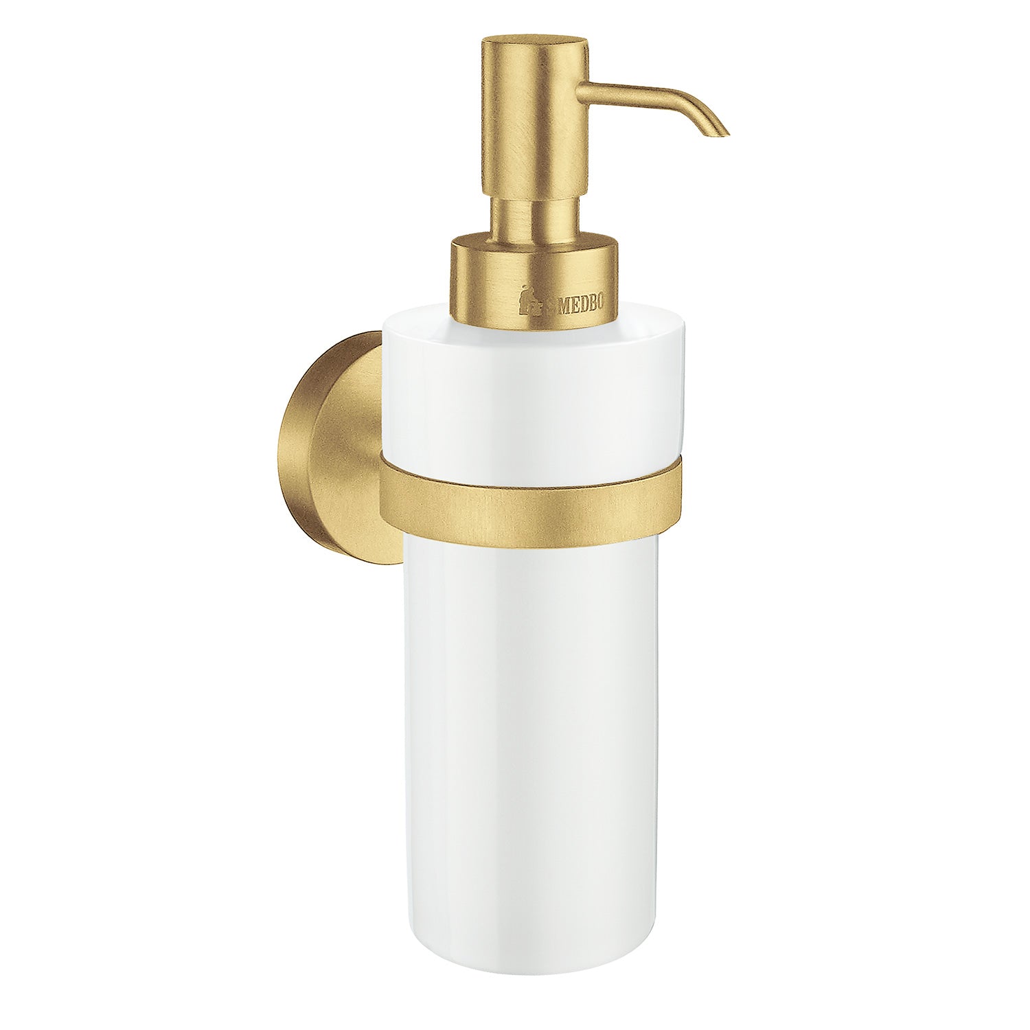 Smedbo Home Porcelain Soap Dispenser in Brushed Brass