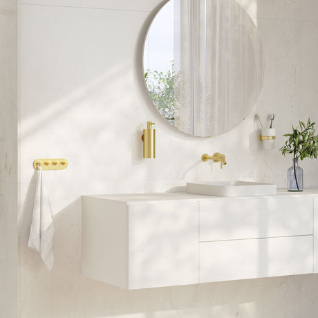 Smedbo Home Quadruple Robe Hook in Brushed Brass lifestyle