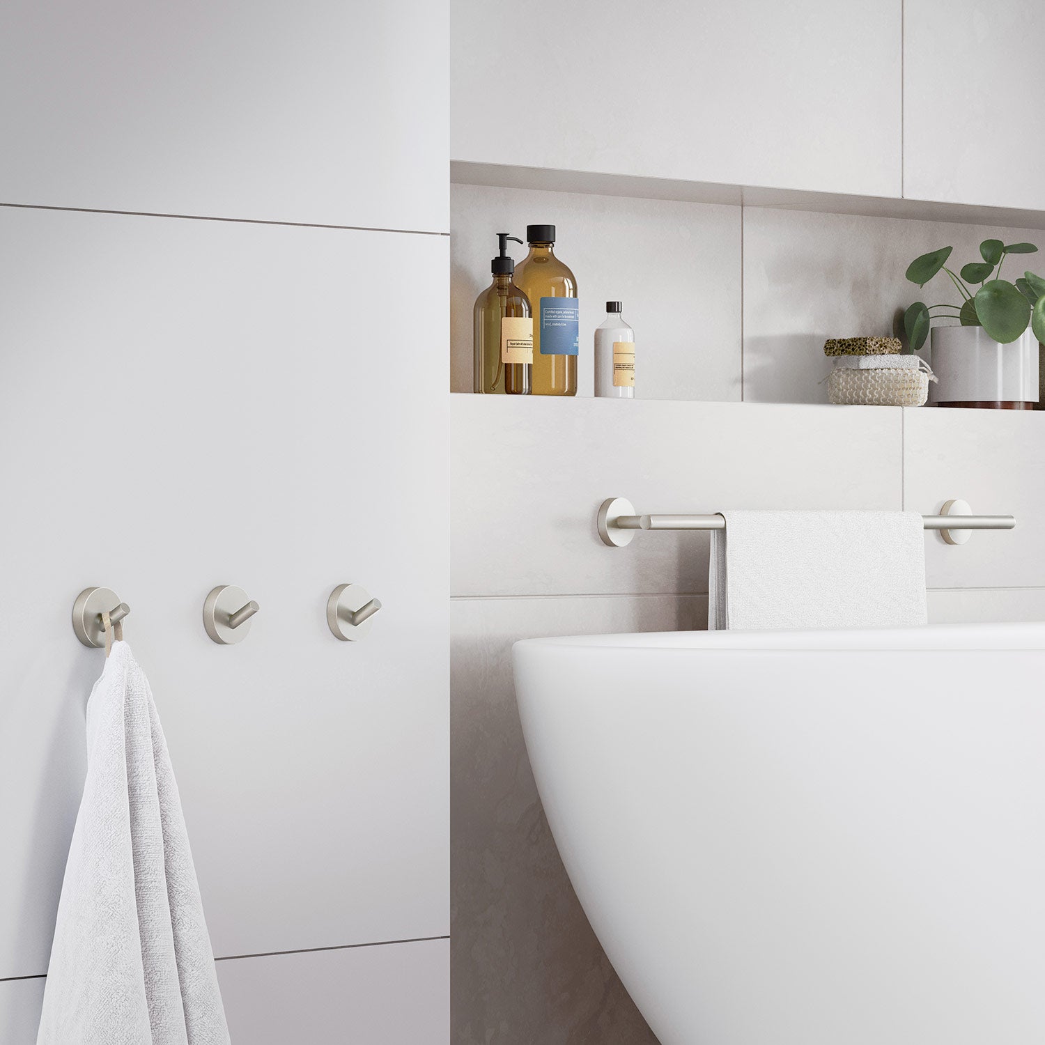 Smedbo Home Single Towel Rail in Brushed Nickel lifestyle