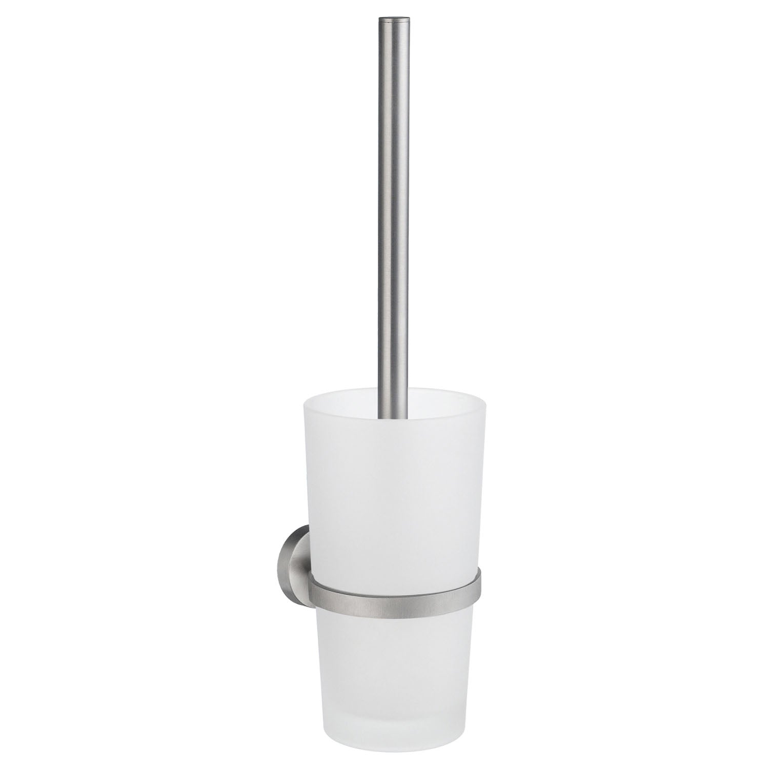 Smedbo Home Toilet Brush and Frosted Glass Holder in Brushed Chrome