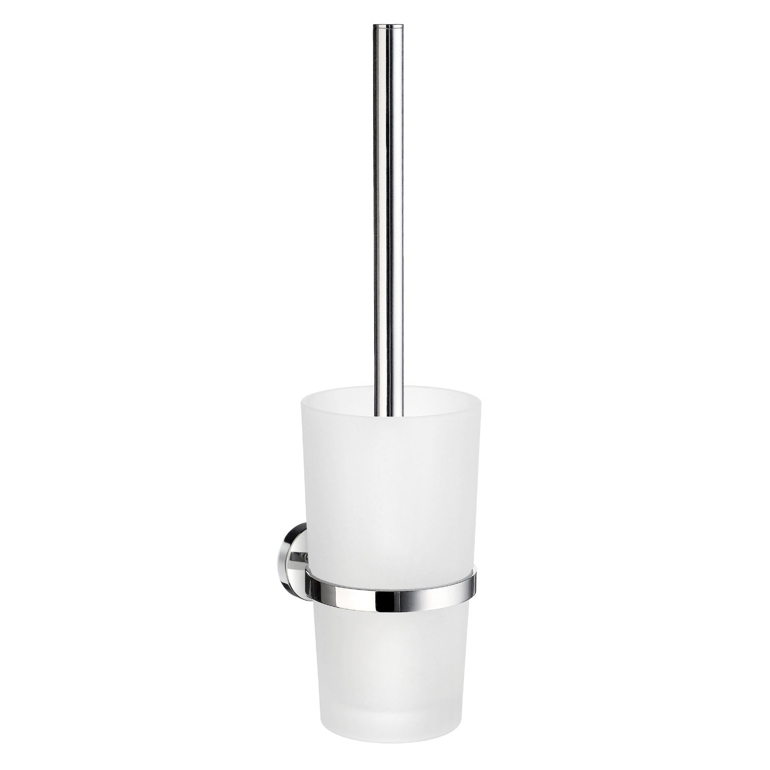 Smedbo Home Toilet Brush and Frosted Glass Holder in Polished Chrome