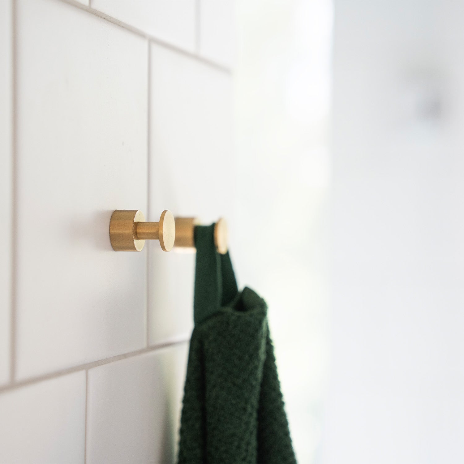 Smedbo Home Towel Hook Pair in Brushed Brass lifestyle