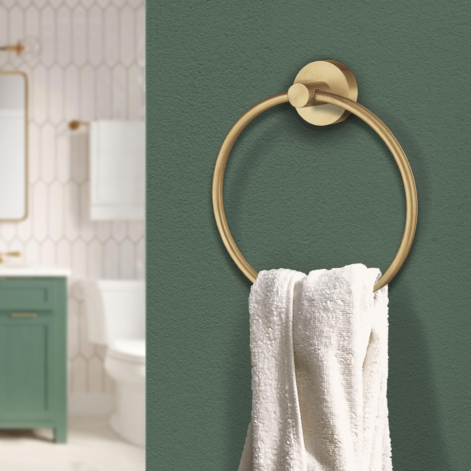 Smedbo Home Towel Ring in Brushed Brass lifestyle
