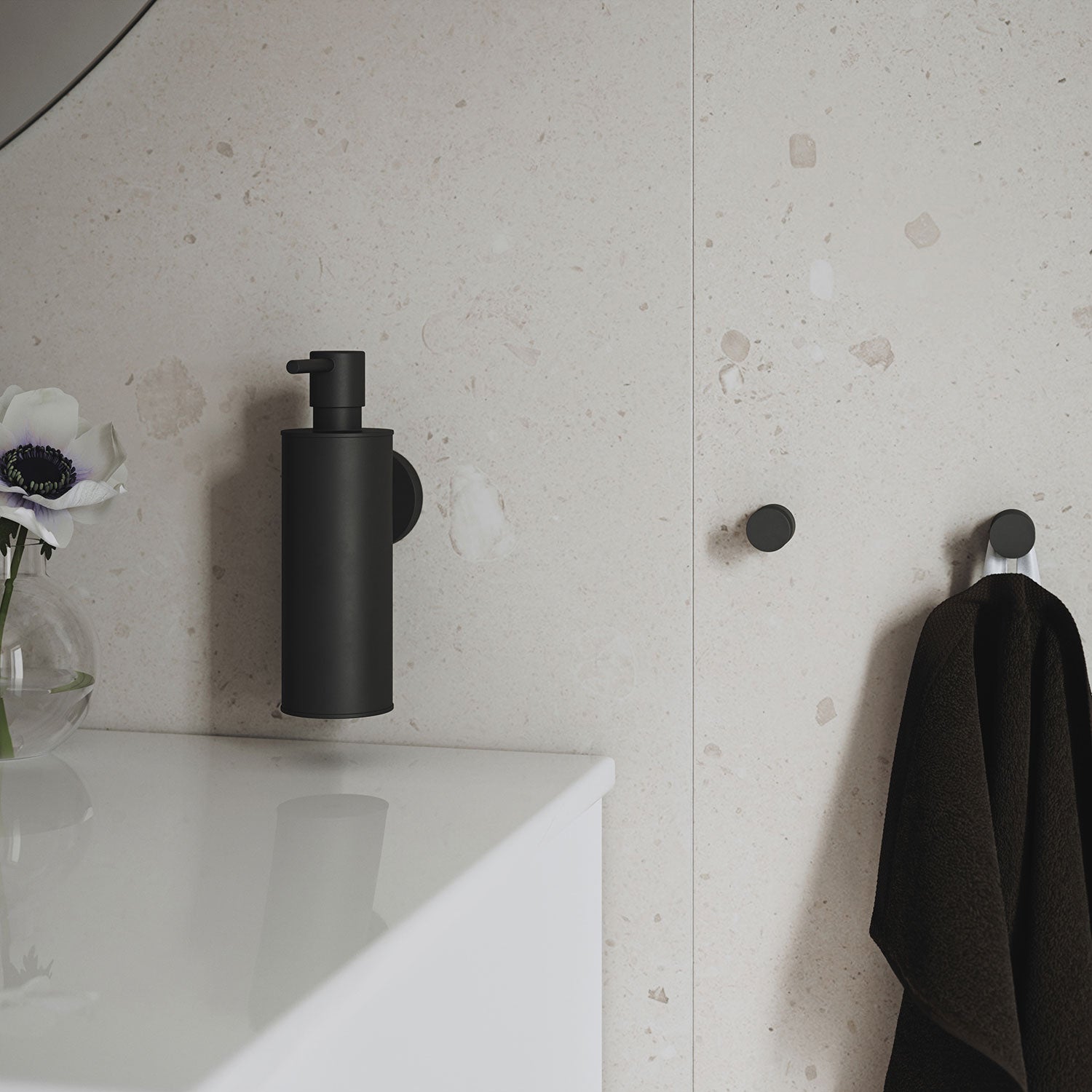 Smedbo Home Wall Mounted Soap Dispenser in Black lifestyle