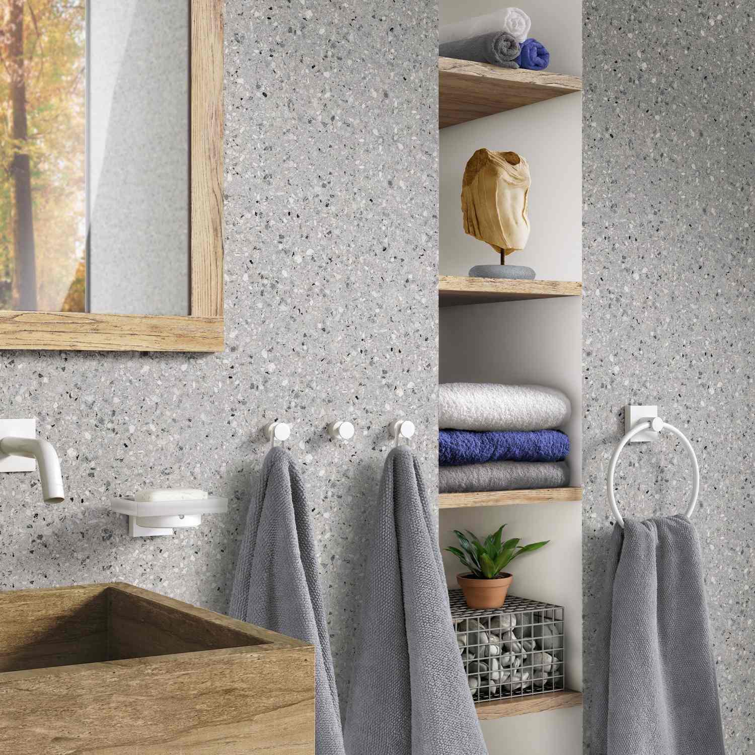 RX3455 Smedbo House Matt White Multi Purpose Bathroom Hook Pair Lifestyle