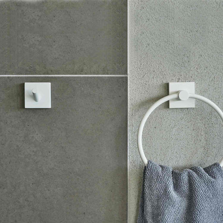 RX355 Smedbo House Matt White Single Towel Hook Lifestyle