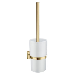 RV333P Smedbo House Polished Brass Wall Mounted Toilet Brush and Holder