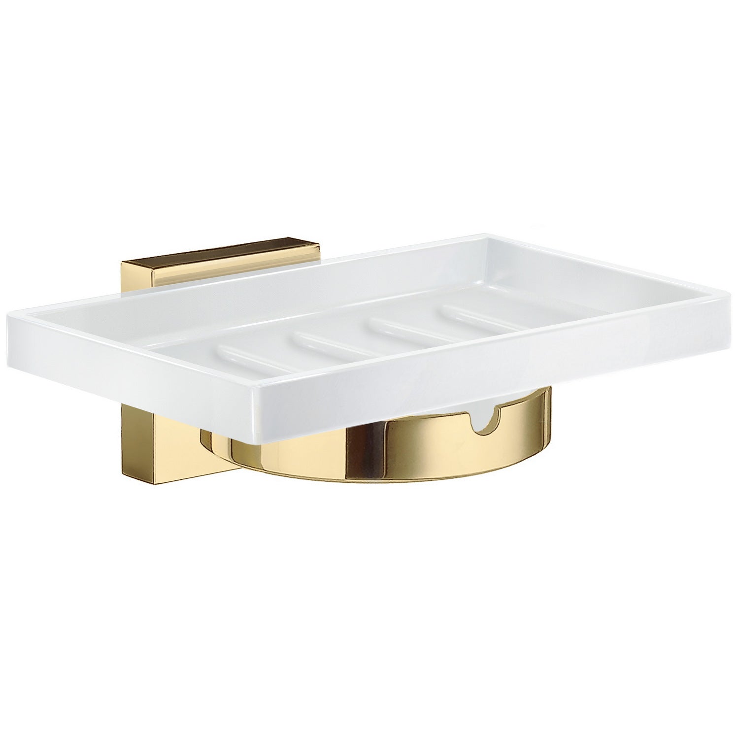 RV342P Smedbo House Porcelain Soap Dish and Polished Brass Holder