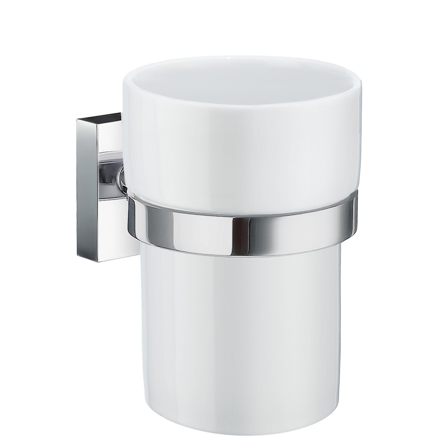 RK343P Smedbo House Porcelain Tumbler and Chrome Holder