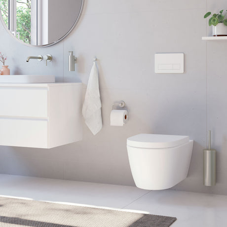 Smedbo House Toilet Roll Holder in Brushed Nickel lifestyle