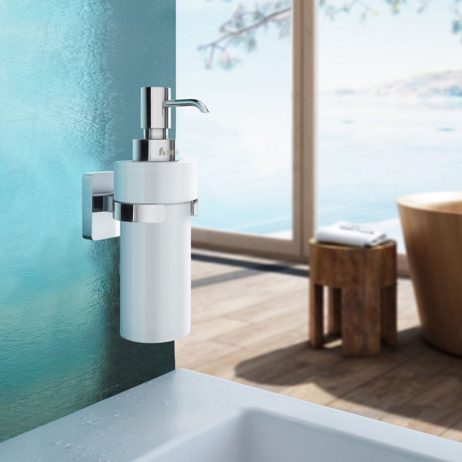 OK369P Smedbo Ice Wall Mounted Chrome Soap Dispenser Lifestyle