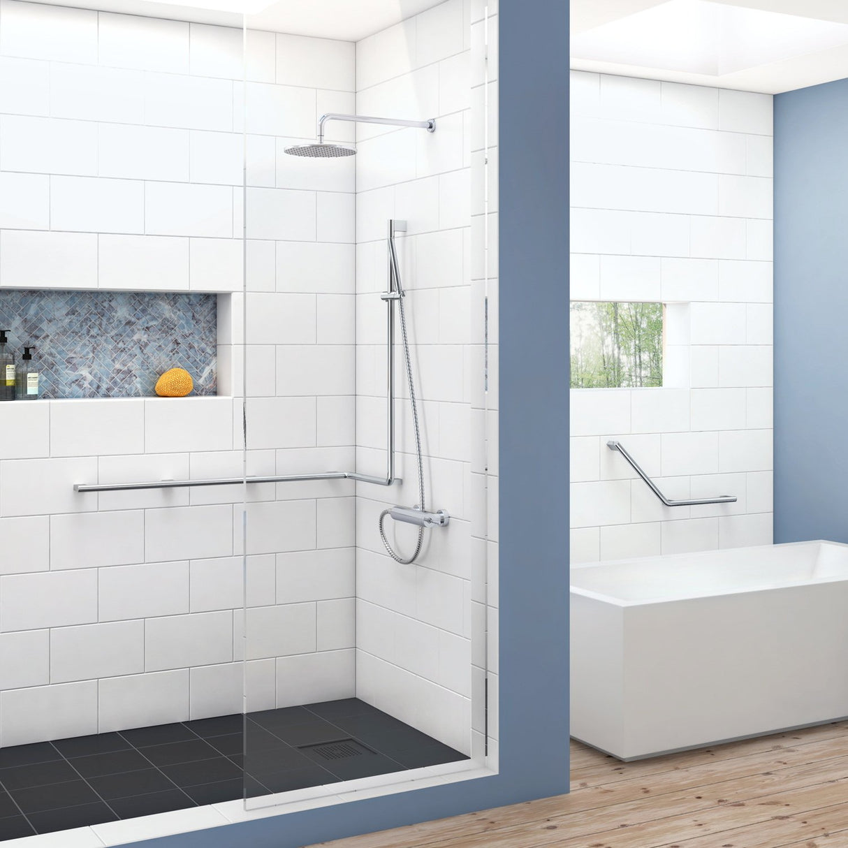 FK832 Smedbo Living Concept 130mm Grab Bar Corner Connection Lifestyle